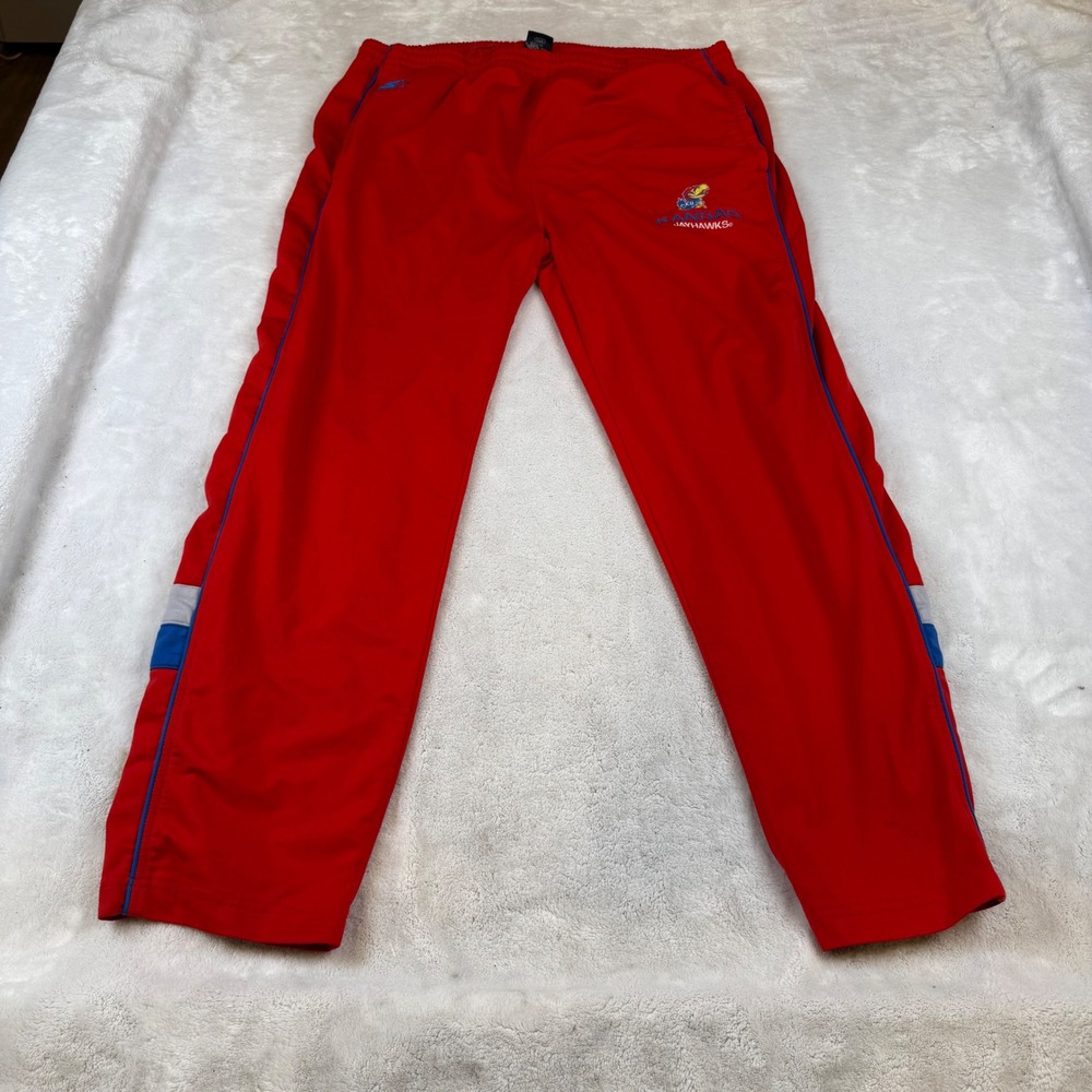 Starter Kansas Jayhawks Mens Red Track Pants Large NCAA Basketball‎ Warm Up